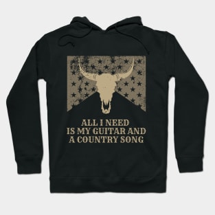 All I need is my guitar and a country song Retro Vintage Country Music Hoodie